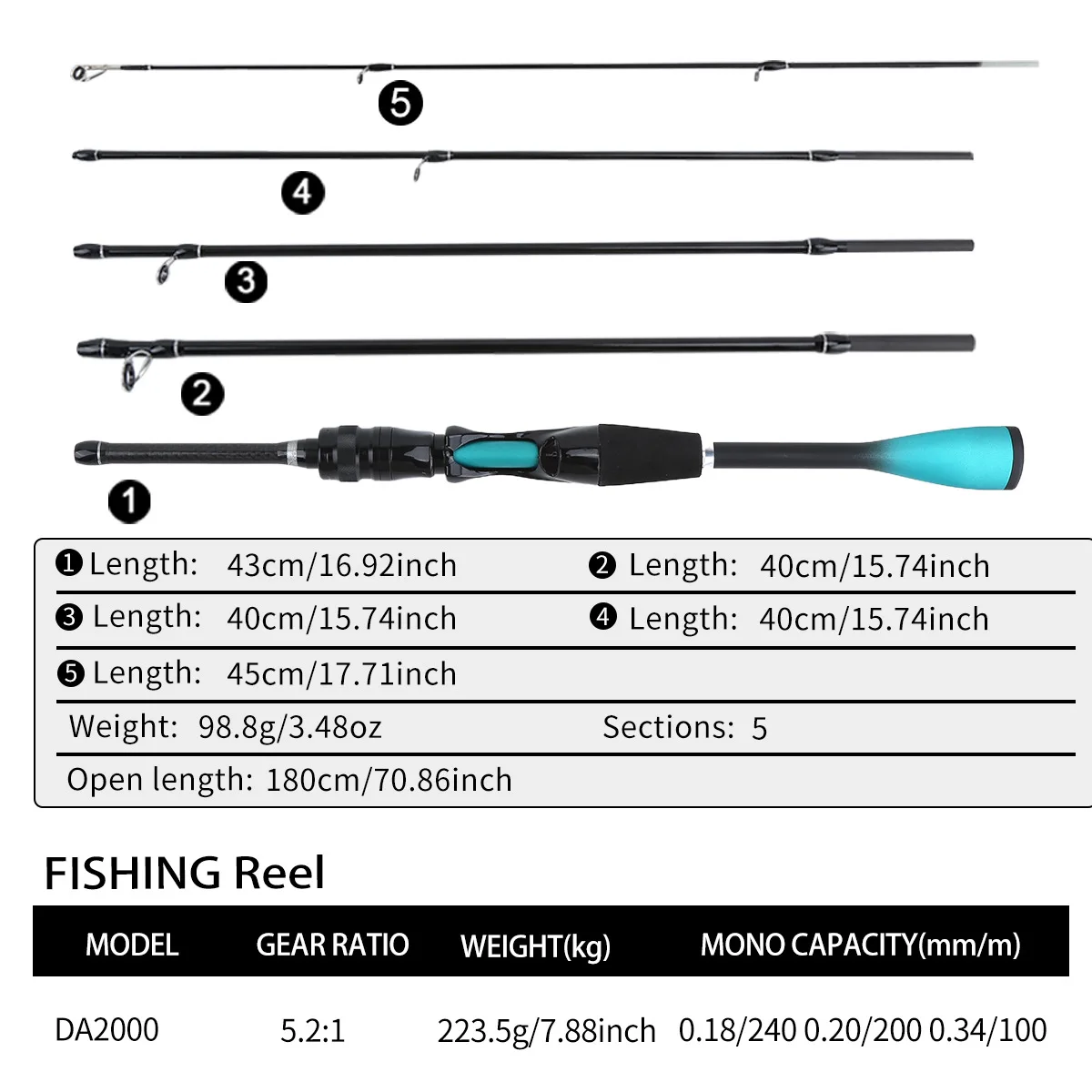 1.8M Carbon Fiber 4 Sections C - огляд і ціна Fishing Rod Carbon Fiber